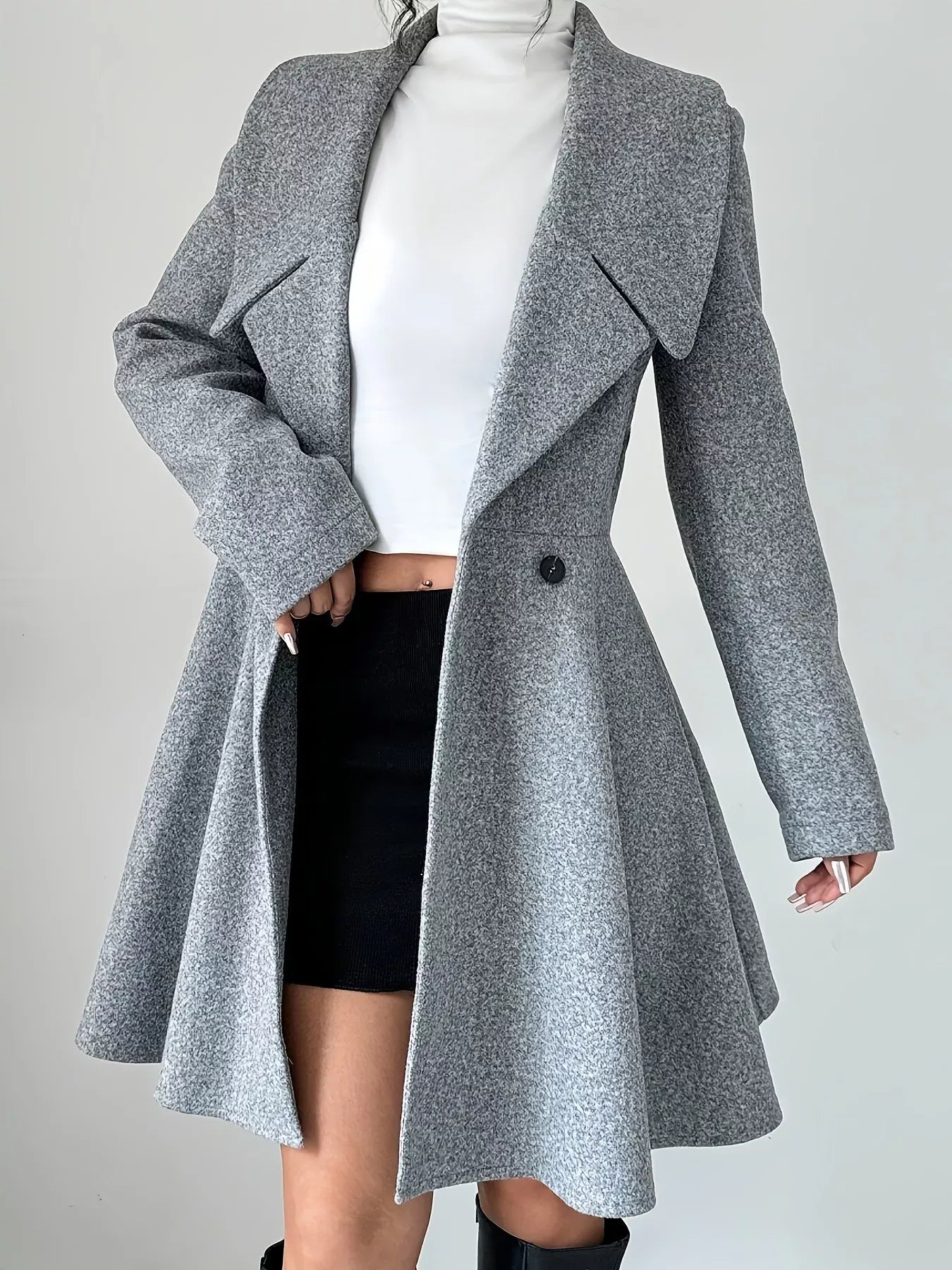 Classic Fit & Flare Double-Breasted Coat