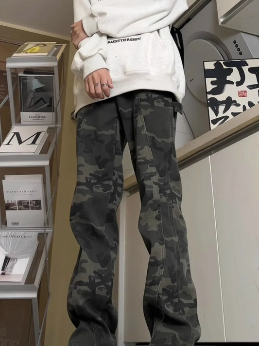 Men's Full Size Loose Fit Camouflage Cargo Pants Plus Size