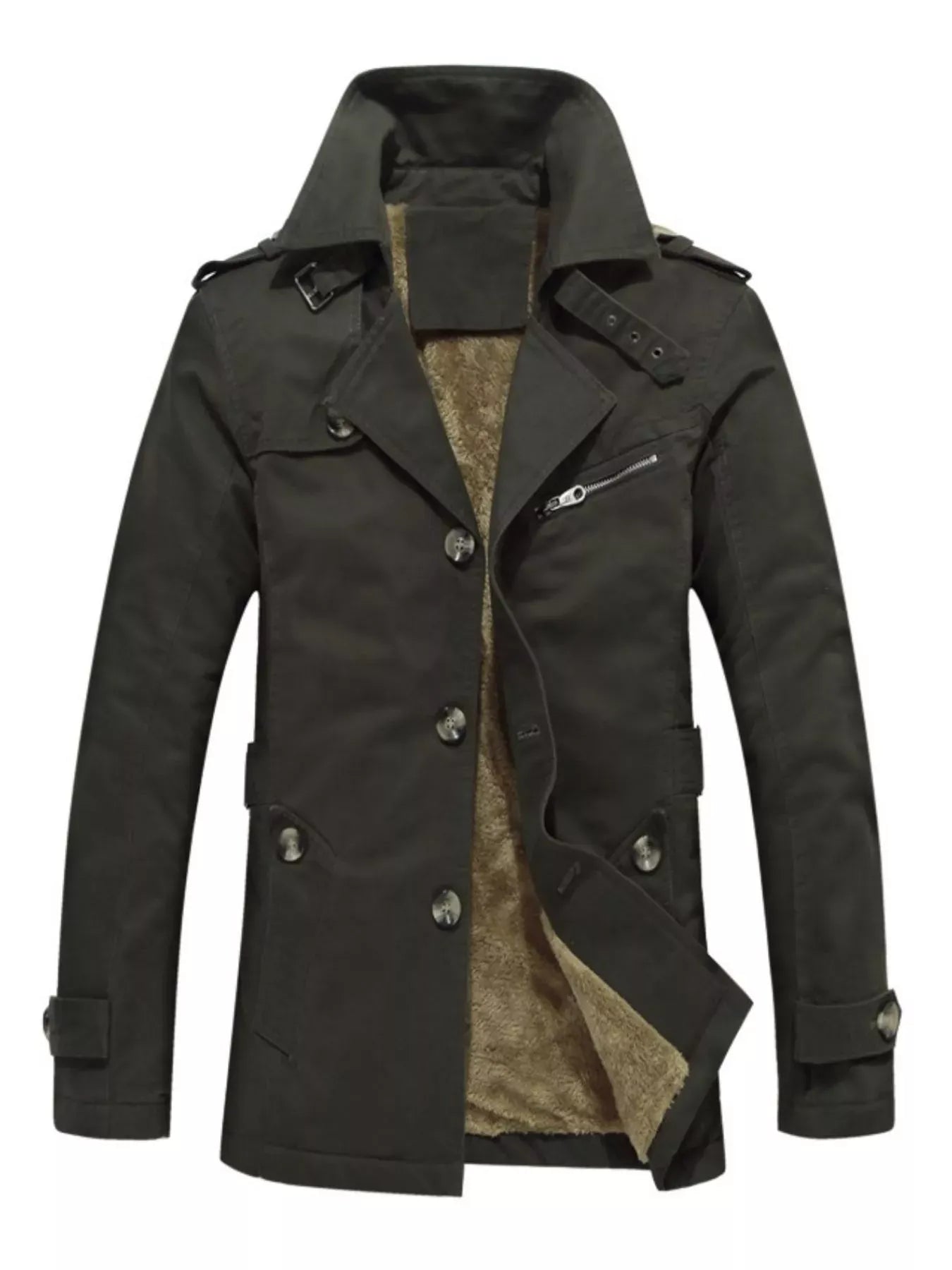 Men's Plus Size Button Up Long Sleeve Coat