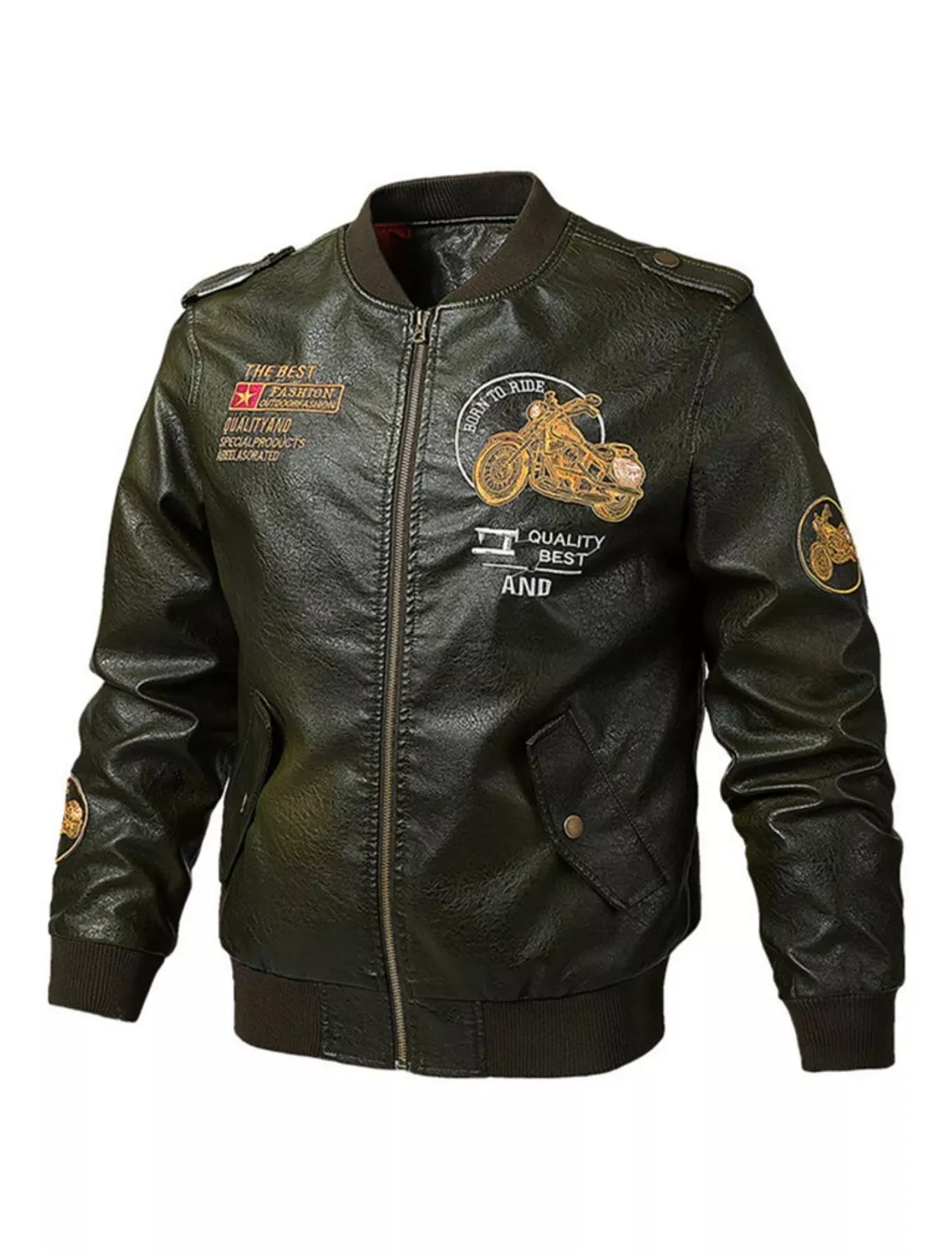 Men's Plus Size Zip Up Leather Jacket