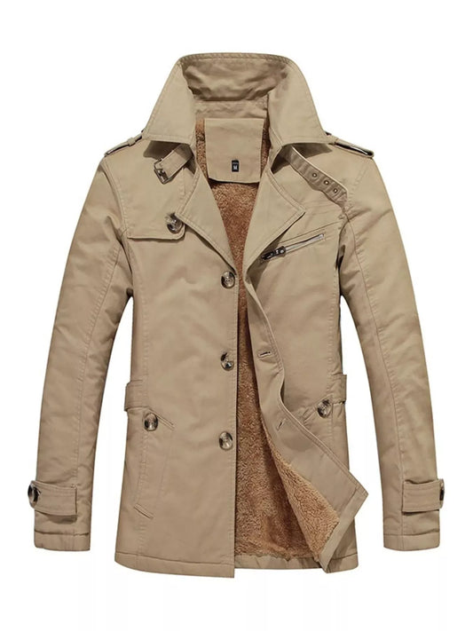 Men's Plus Size Button Up Long Sleeve Coat