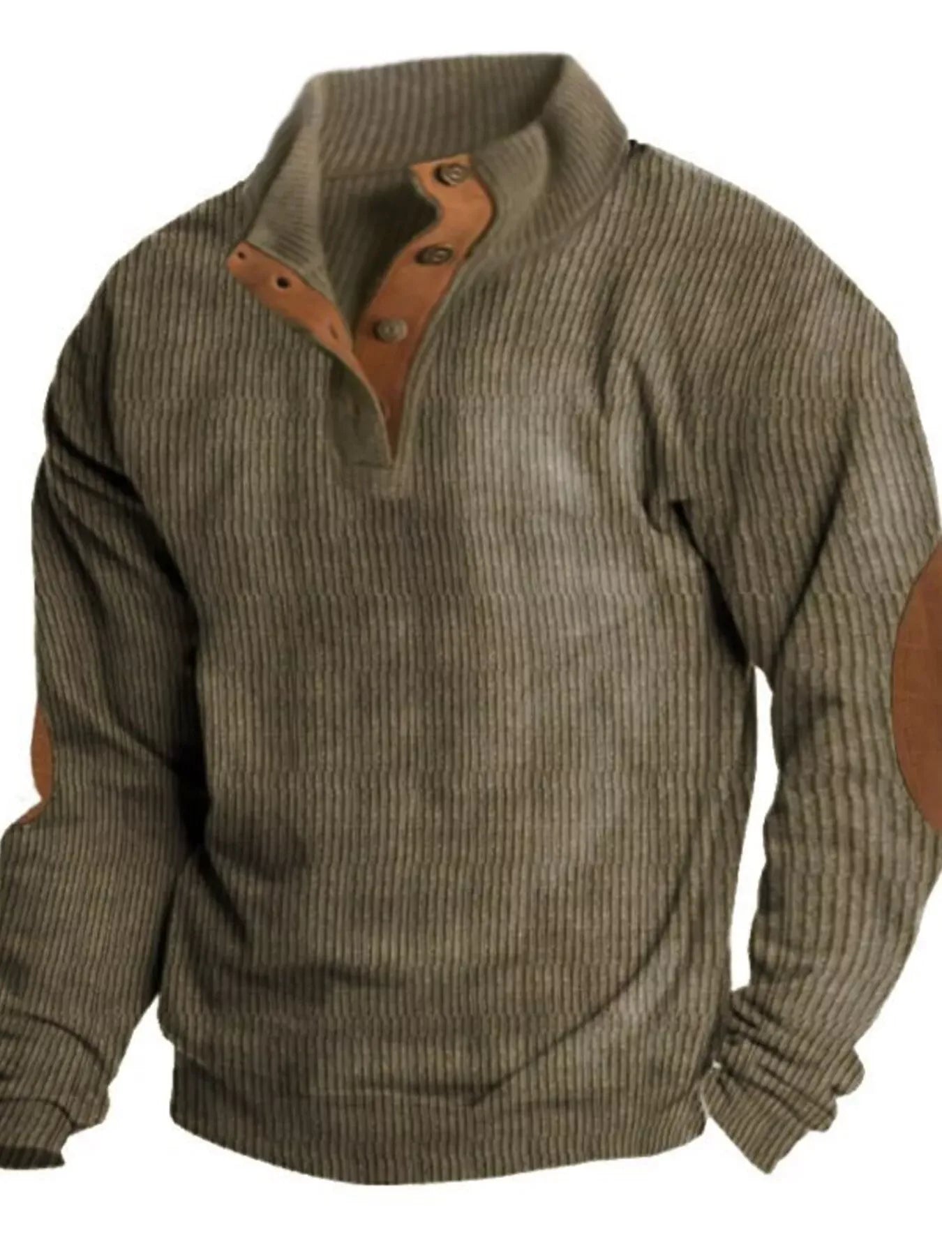 Men's Full Size Button Detail Long Sleeve Sweatshirt Plus Size