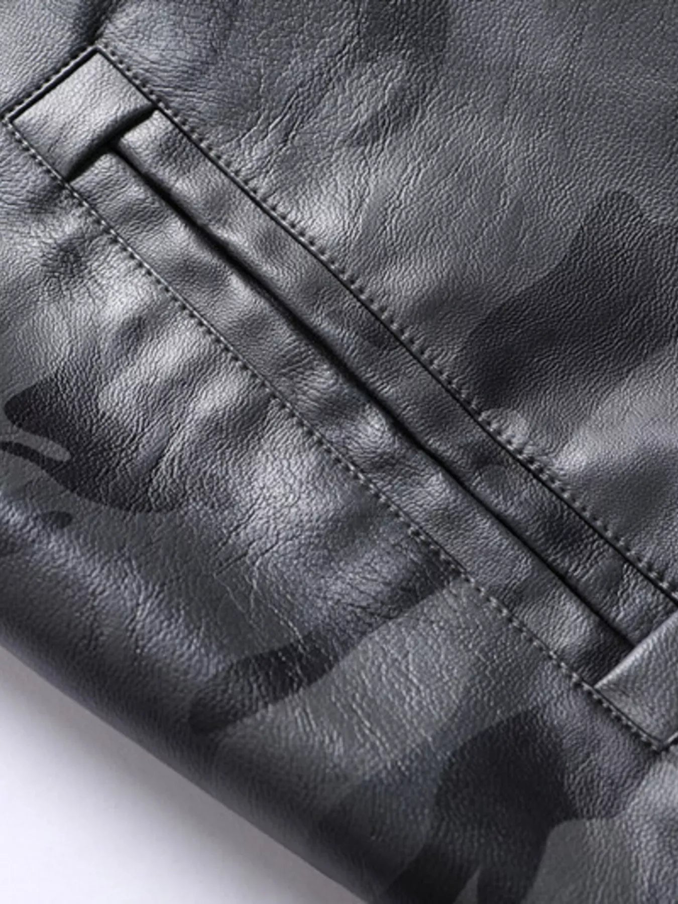 Men's Full Size Camouflage Hooded Faux Leather Jacket Plus Size