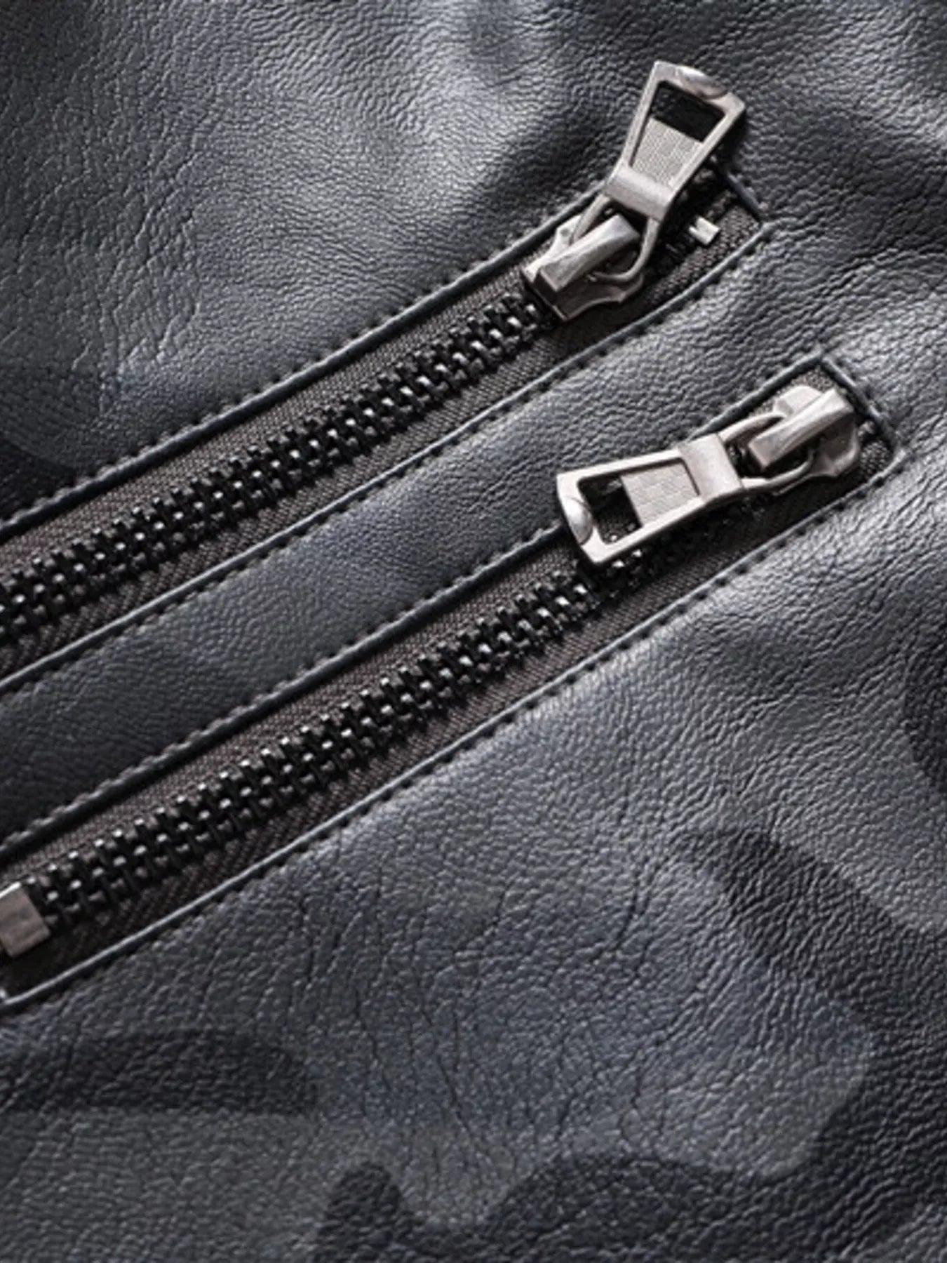 Men's Full Size Camouflage Hooded Faux Leather Jacket Plus Size