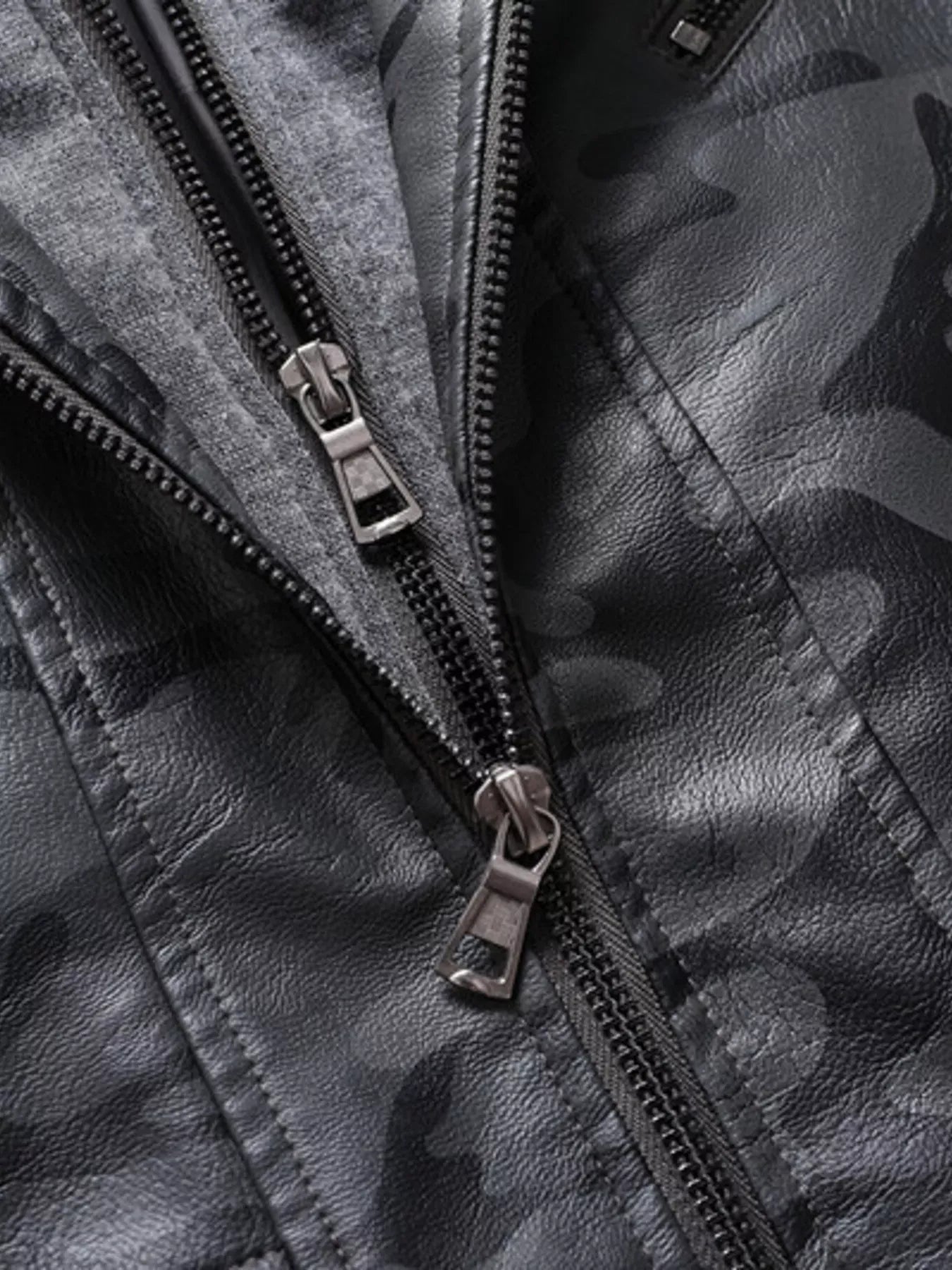 Men's Full Size Camouflage Hooded Faux Leather Jacket Plus Size