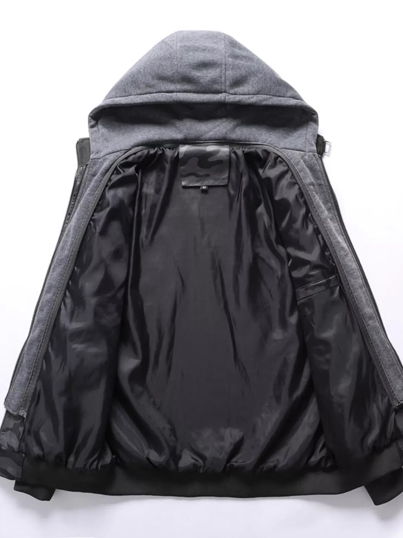 Men's Full Size Camouflage Hooded Faux Leather Jacket Plus Size