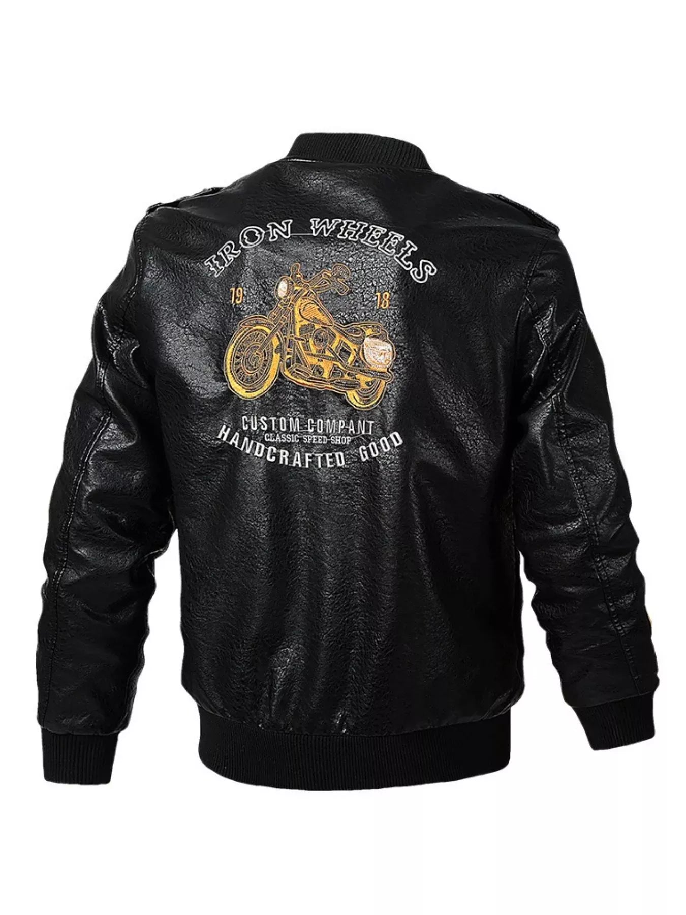 Men's Plus Size Zip Up Leather Jacket