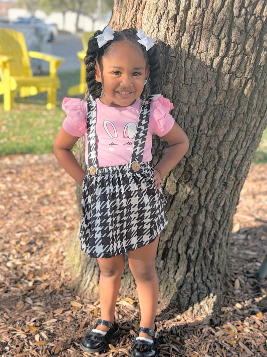 Pink Bunny & Houndstooth Jumper Outfit