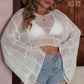 Plus Size Openwork Boat Neck Flare Sleeve Cover-Up