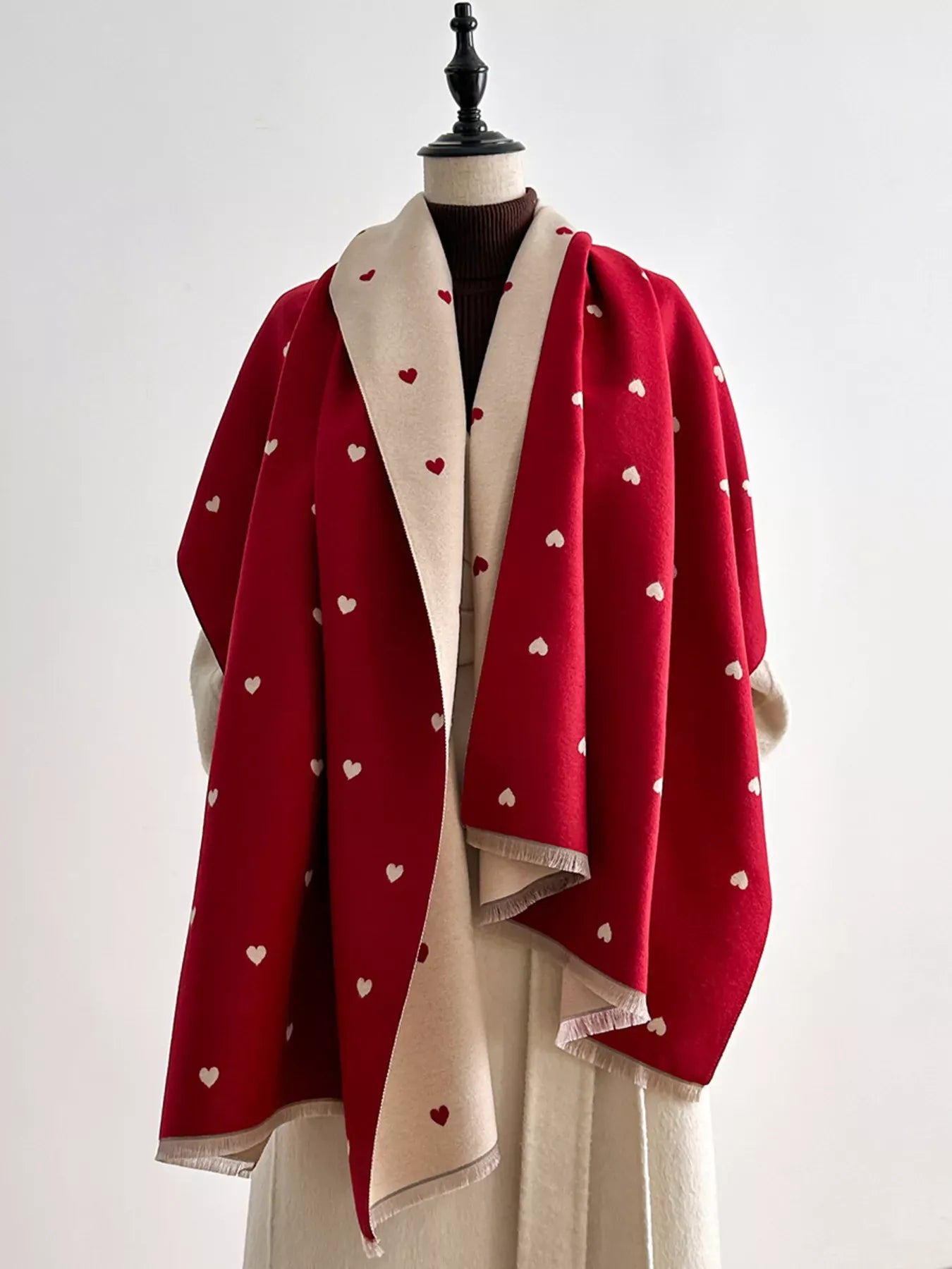 Heart Raw Hem Scarf