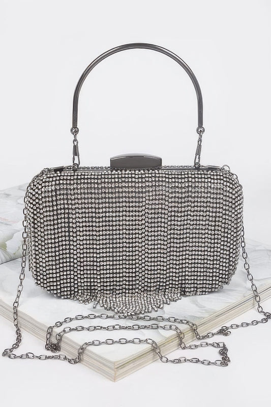 Rhinestone Fringe Hard Clutch