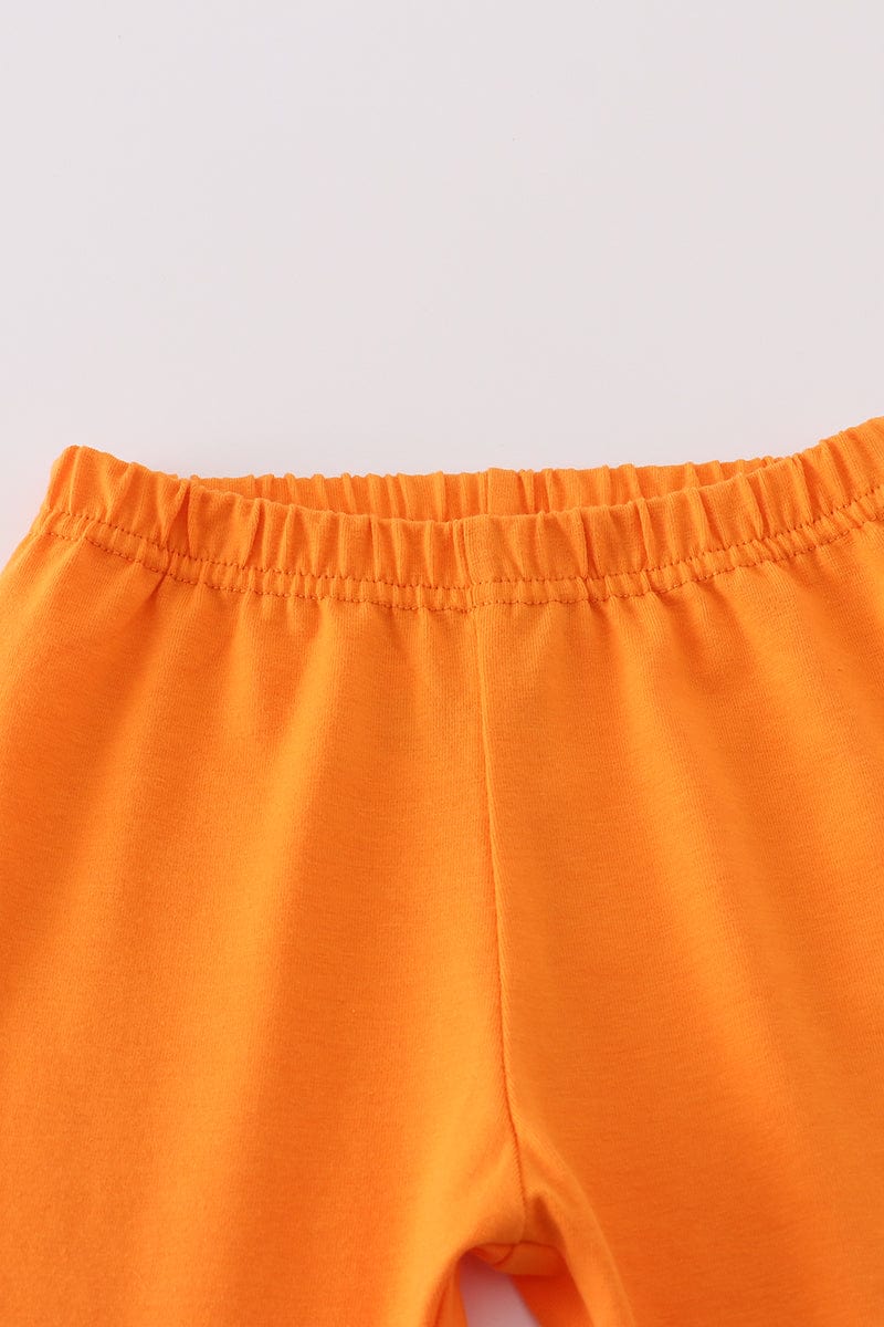 Purple Halloween pumpkin ghost embroidery pants set