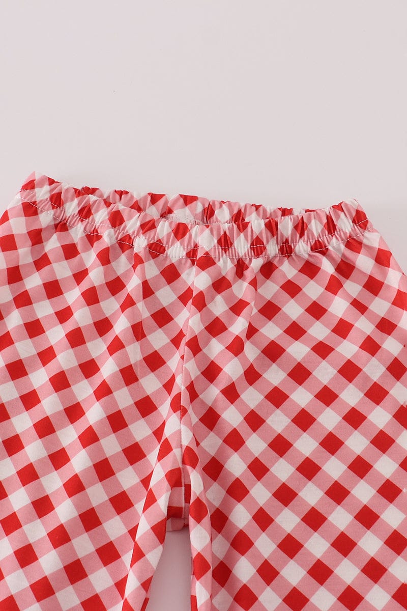 Red farm smocked pants set