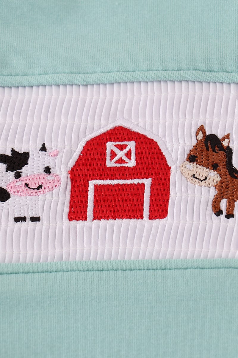 Red farm smocked pants set