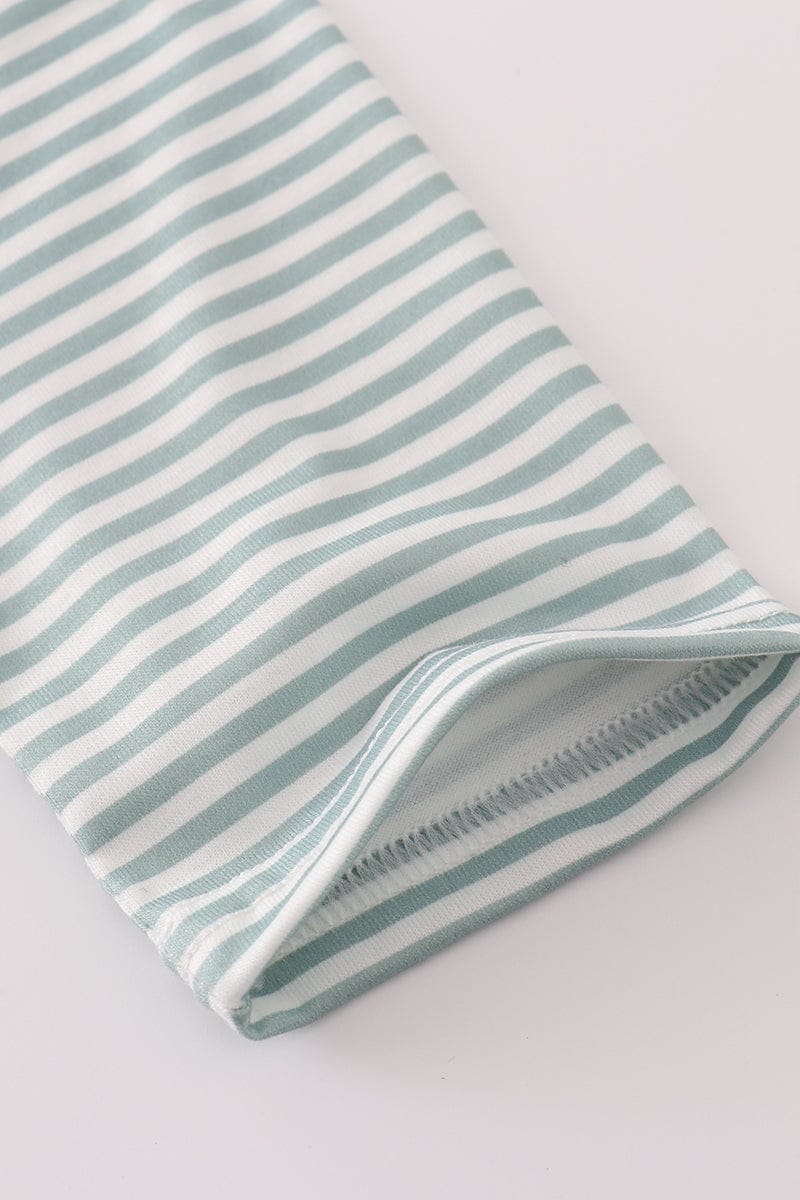 Sage stripe football french knot pants set