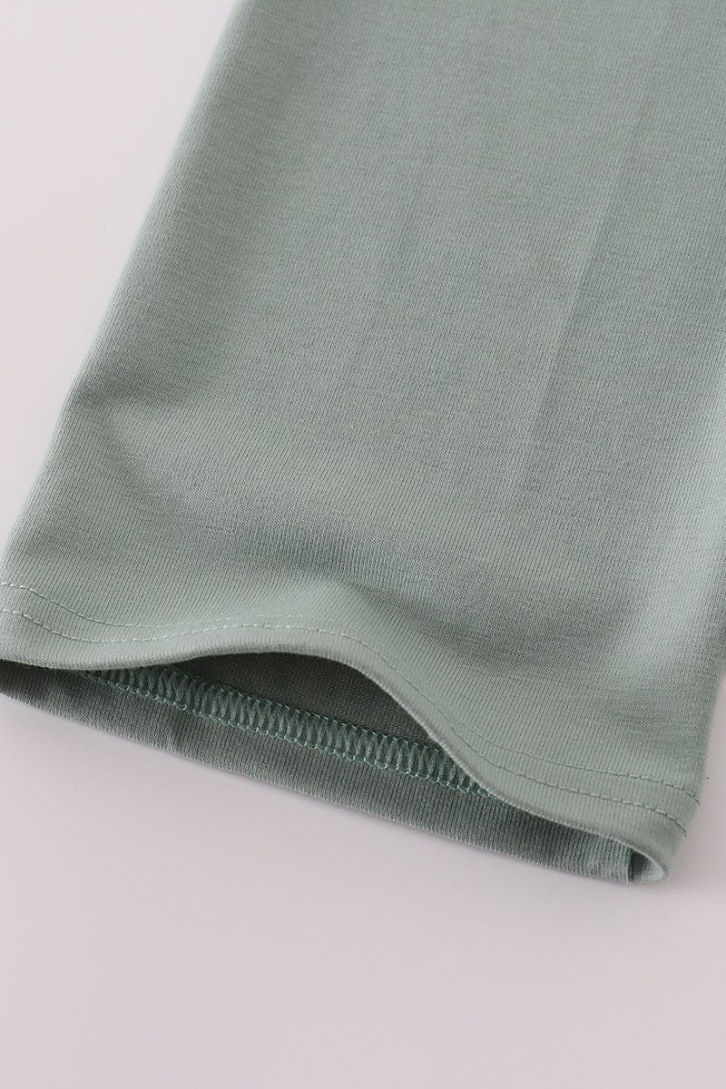 Sage stripe football french knot pants set