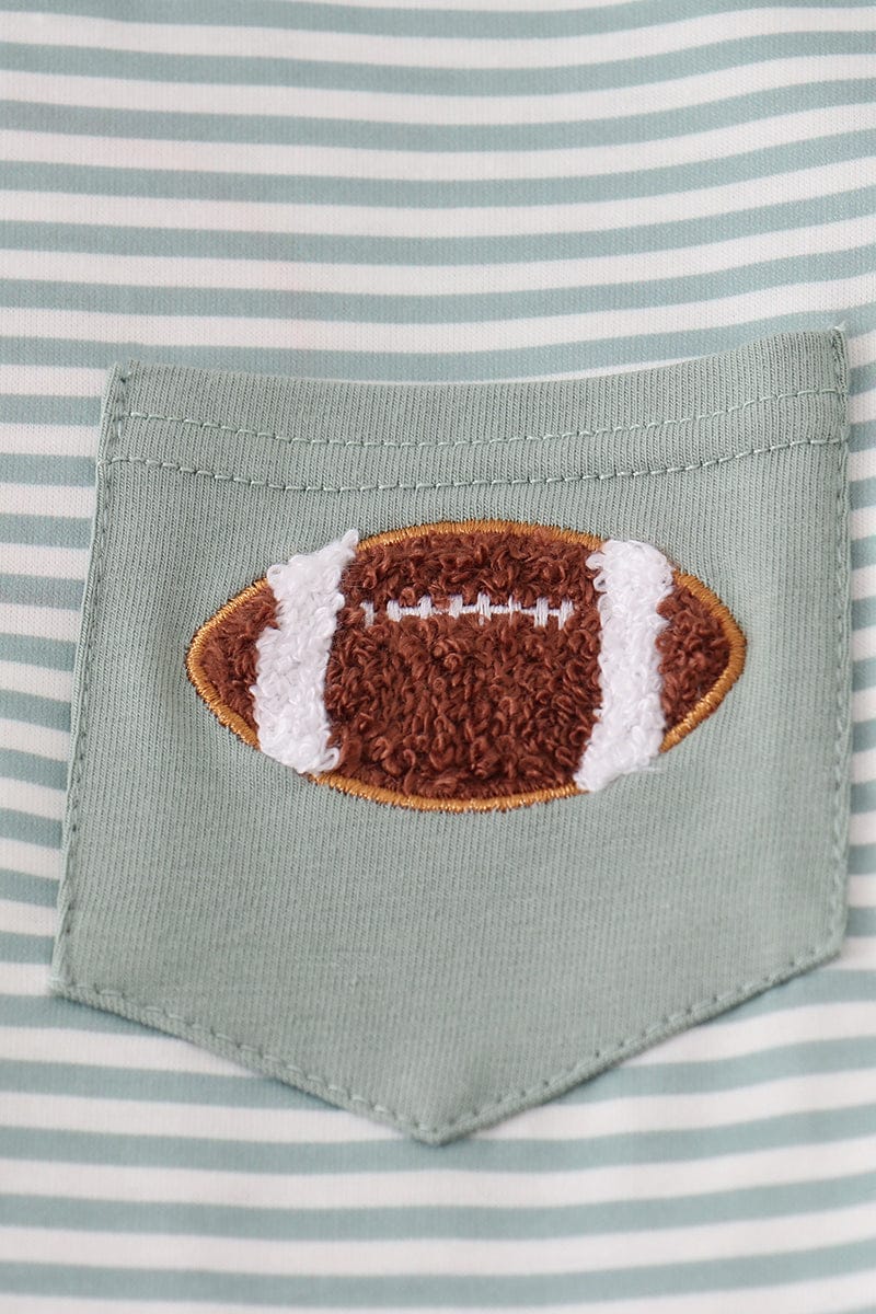 Sage stripe football french knot pants set