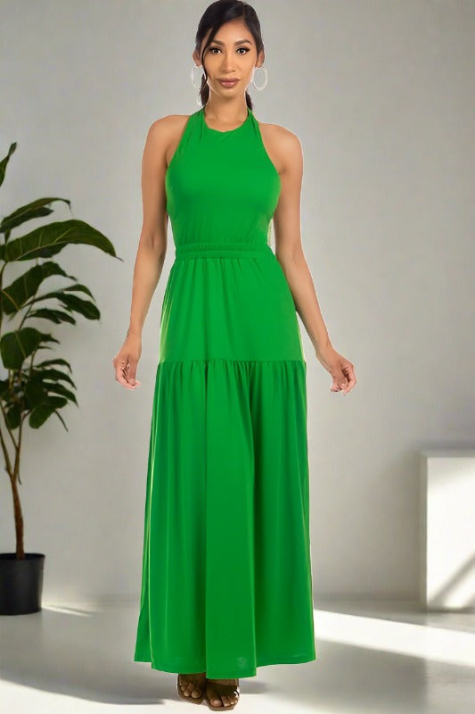 Backless Sexy Maxi Dress in green