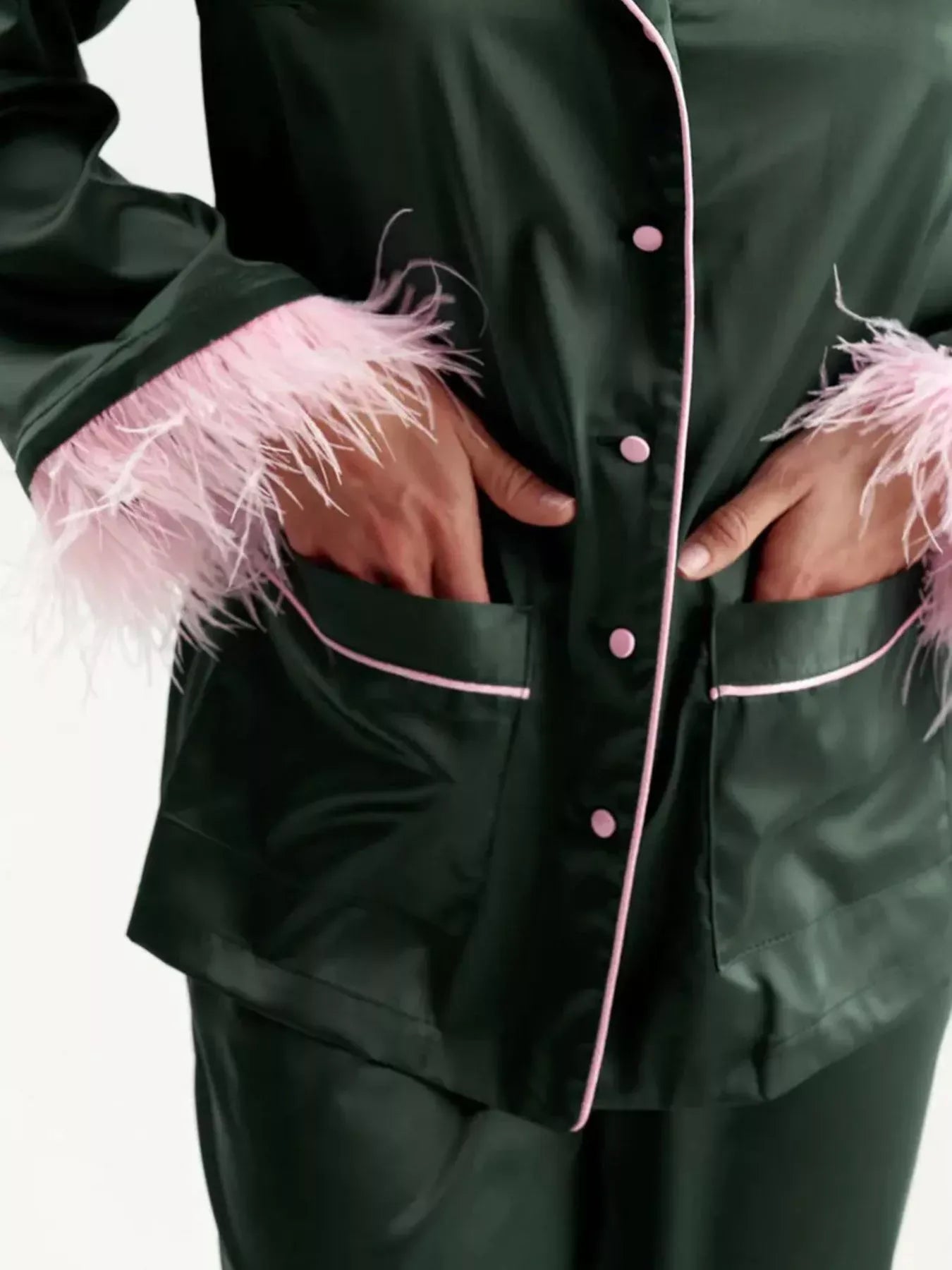 Silky Button Up Top and Pants Lounge Set