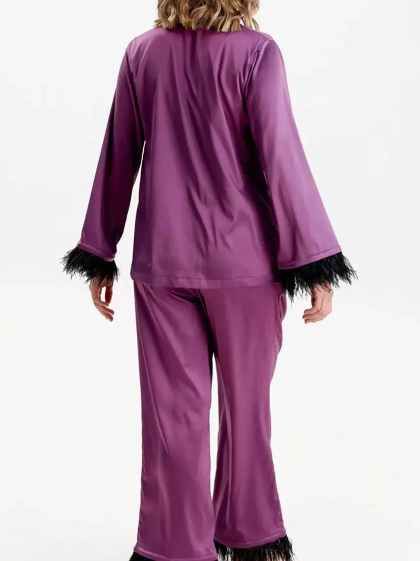 Silky Button Up Top and Pants Lounge Set