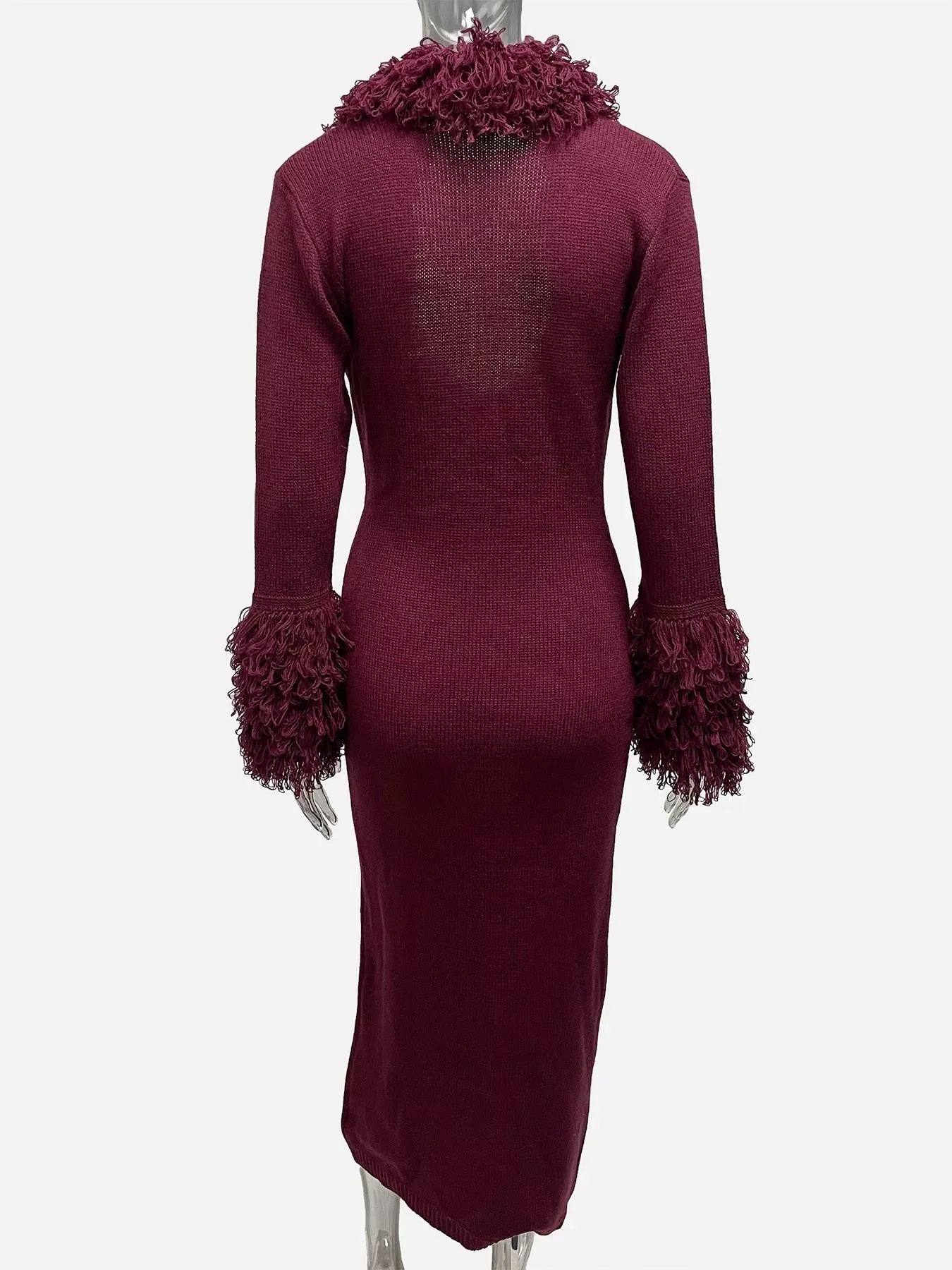 Statement Fringe Bodycon Sweater Dress