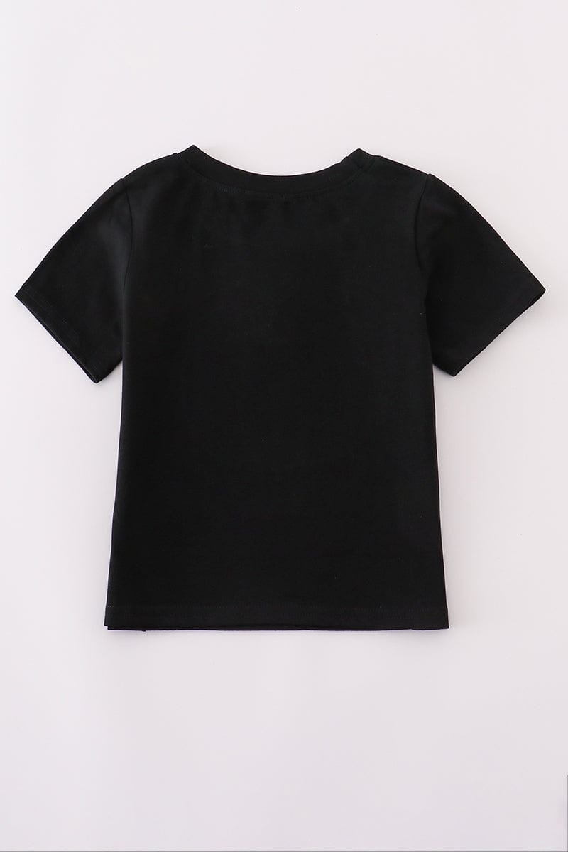 Black camouflage pumpkin applique top