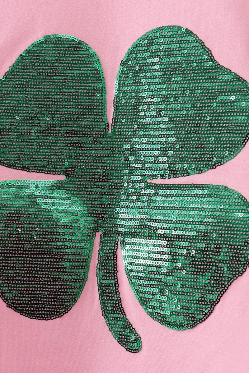 Pink clover glitter mom&me top