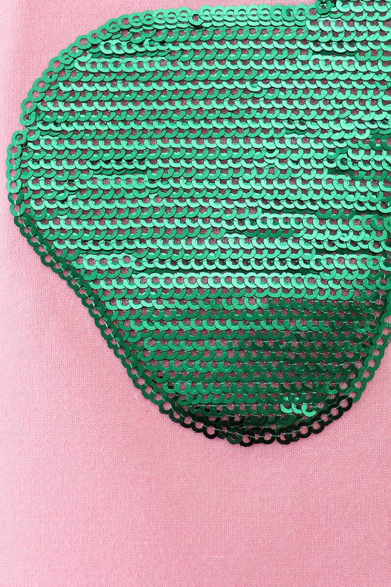 Pink clover glitter mom&me top