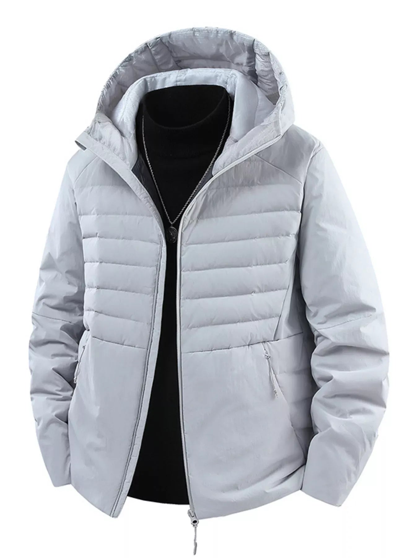 Men's Plus Size Lightweight Hooded Puffer Jacket