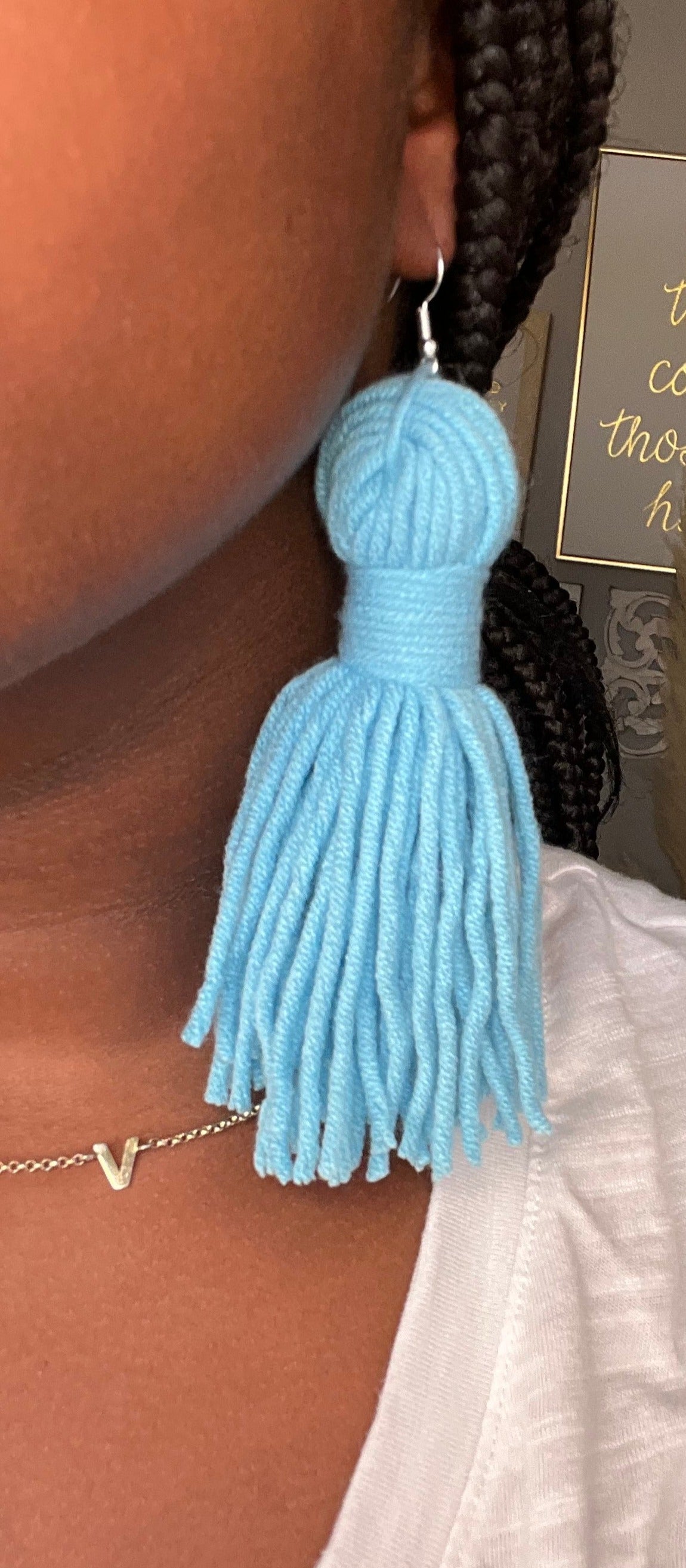 Baby Breath Blue Chandelier Earrings