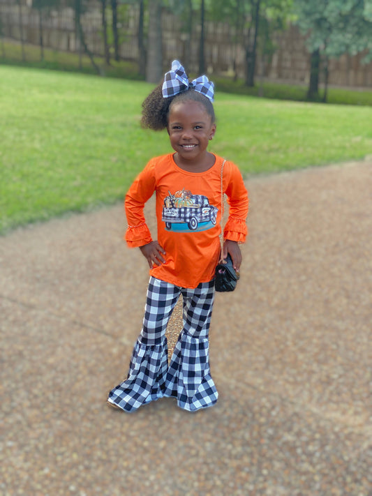 Checkered Pumpkins and Truck Outfit