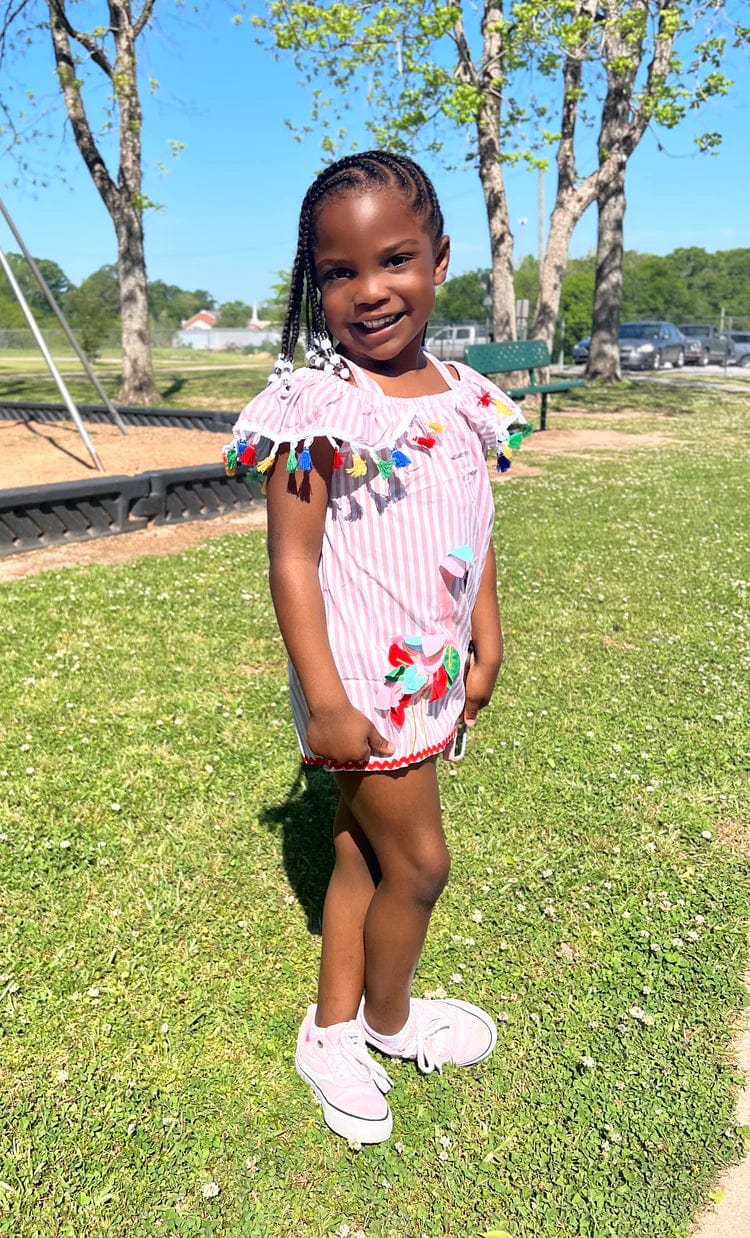 Denim Shorts Set - Frilly Flamingo