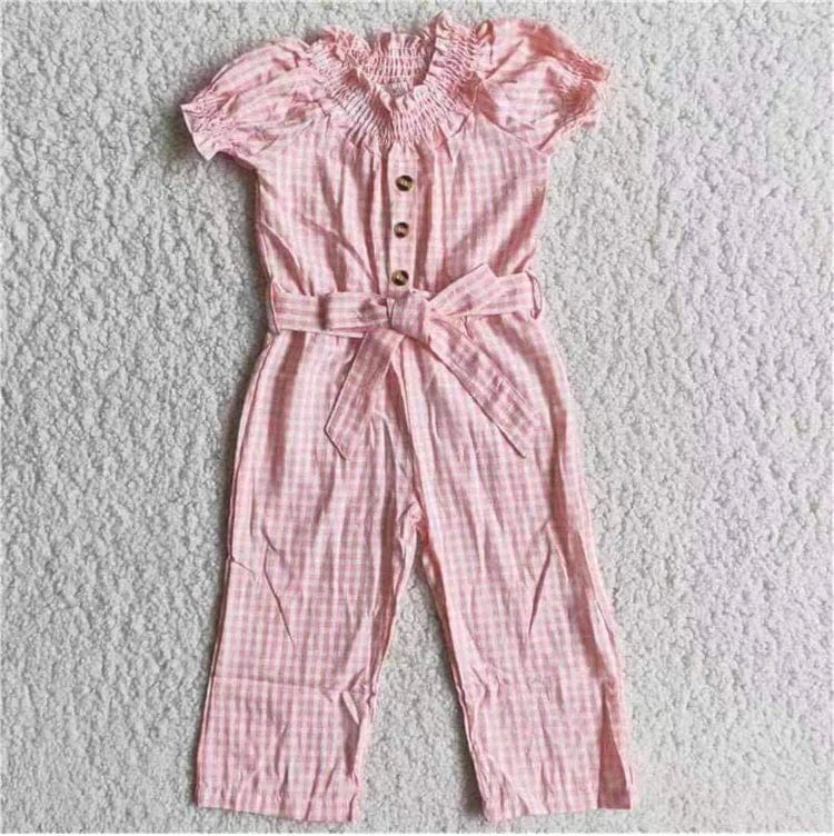 Pink and White Plaid Romper
