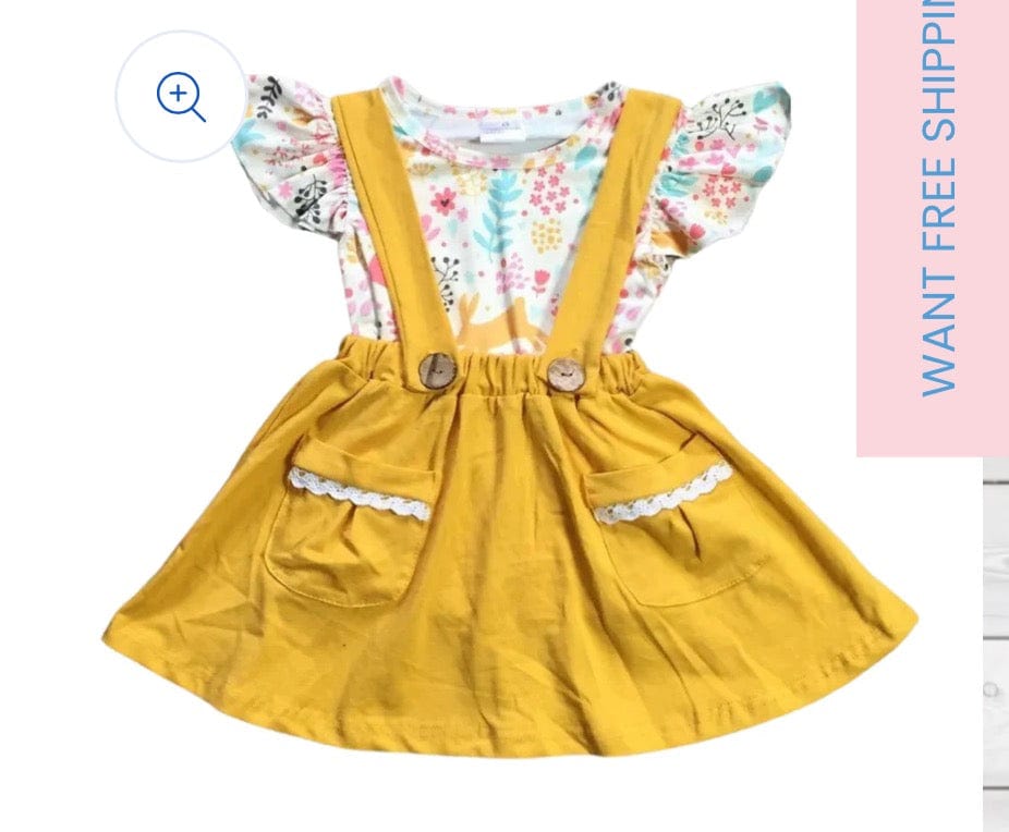 Pastel Spring Ruffle Top with Yellow Jumper Outfit